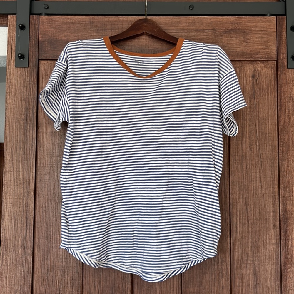 Madewell Whisper Crew Neck Tee in Birtie Stripe Size Large